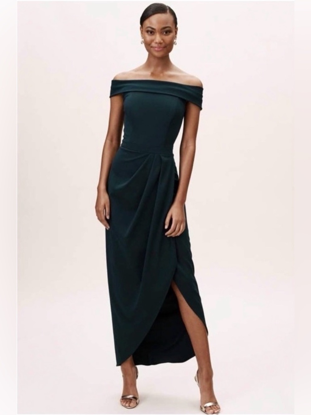 BHLDN Thompson Emerald Green Off Shoulder Gown Size 6 Formal Dress
